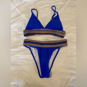 Blue & orange bikini worn once